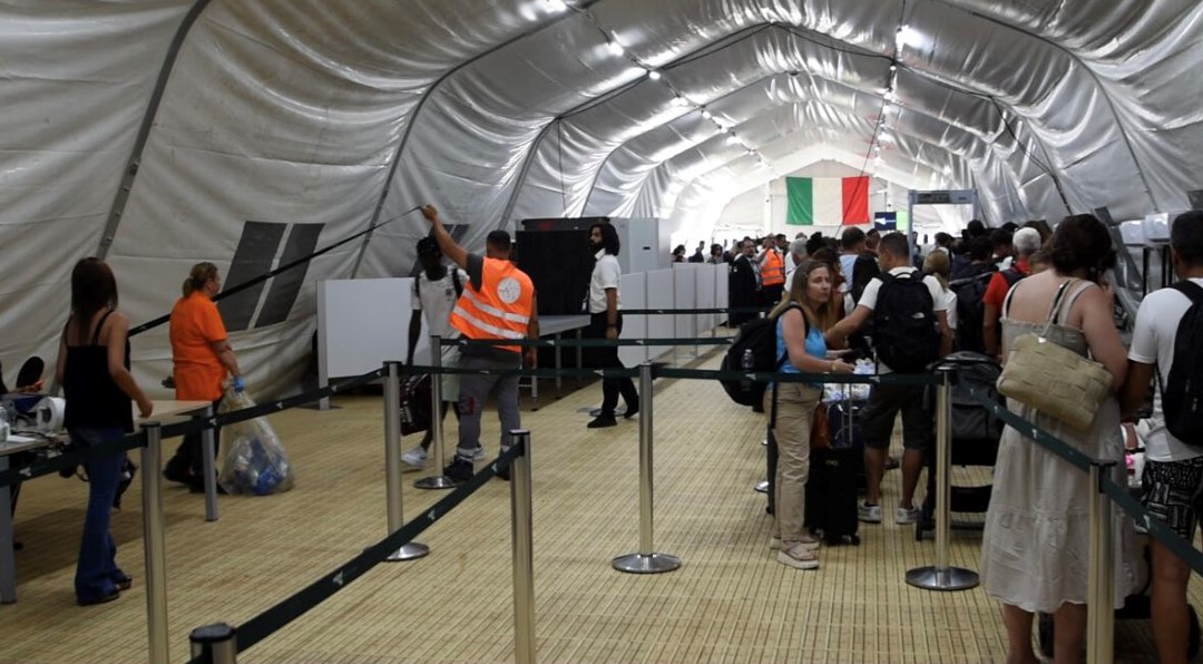 Catania  Airport  Has  Erected  a  Temporary  Terminal  to  Alleviate The  Load  Created  By  The  Closed  Terminal A.
